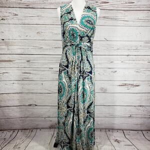 Soft Surroundings Teal and Cream Paisley Midi Dress